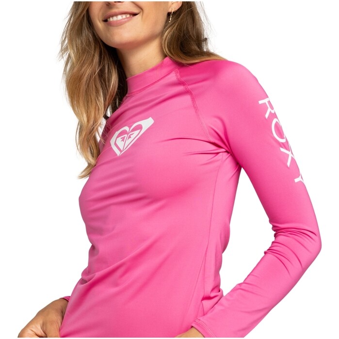 2024 Roxy Womens Wholehearted Long Sleeve Rash Vest ERJWR03547 - Shocking Pink